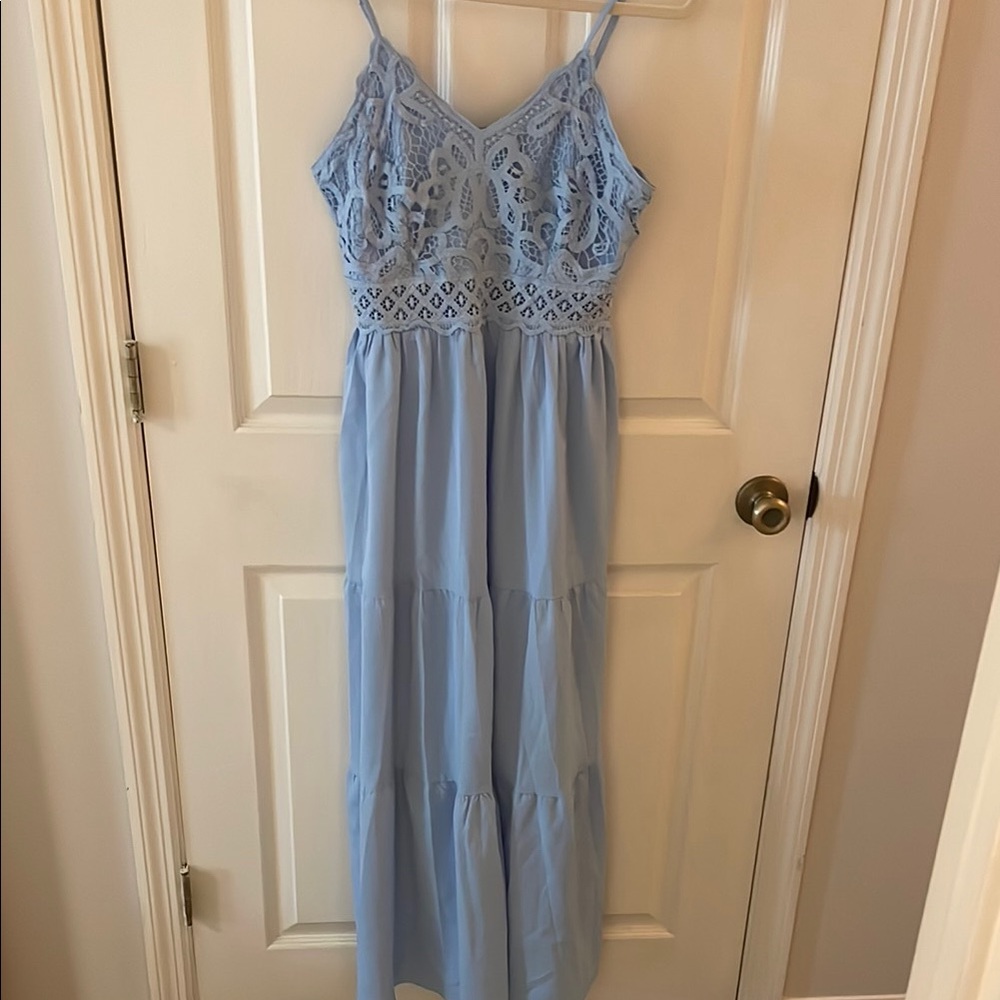 Light Blue Lace Maxi Dress